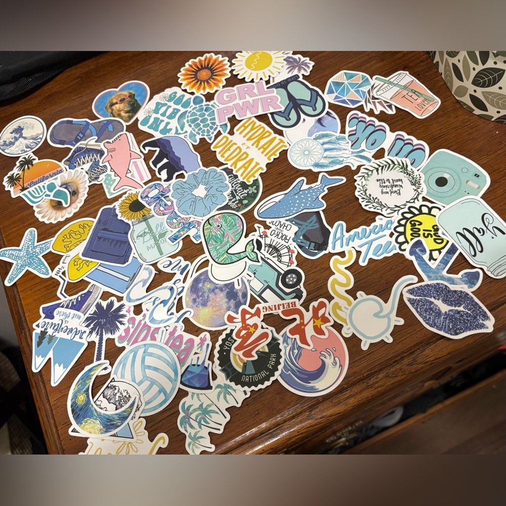 Assorted Colorful Vinyl Sticker Pack - Ocean & Floral Mix